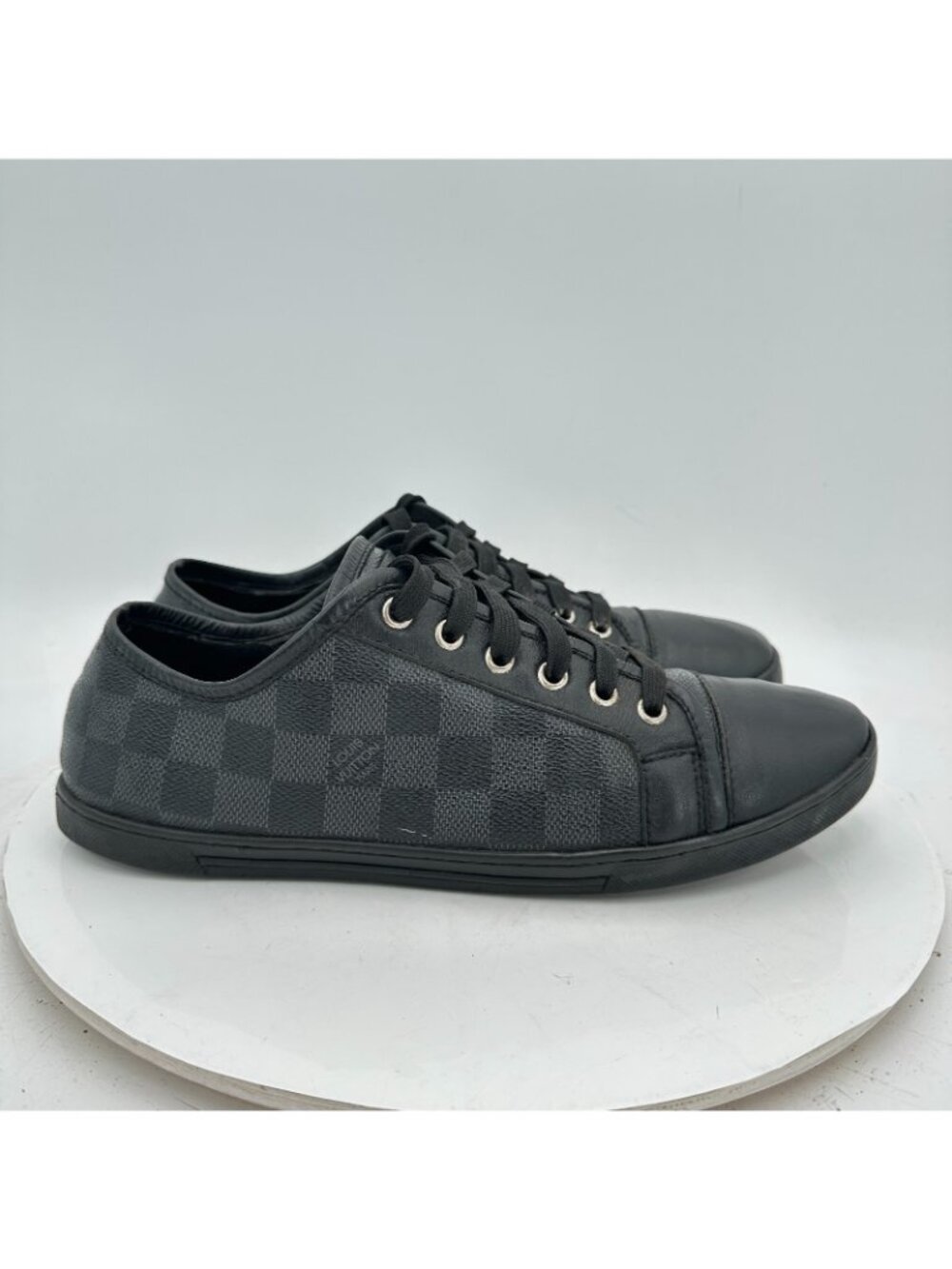 Louis Vuitton Damier Women Size 9 Black Grey Checkerboard Leather Lace Up Shoes - Picture 4 of 11